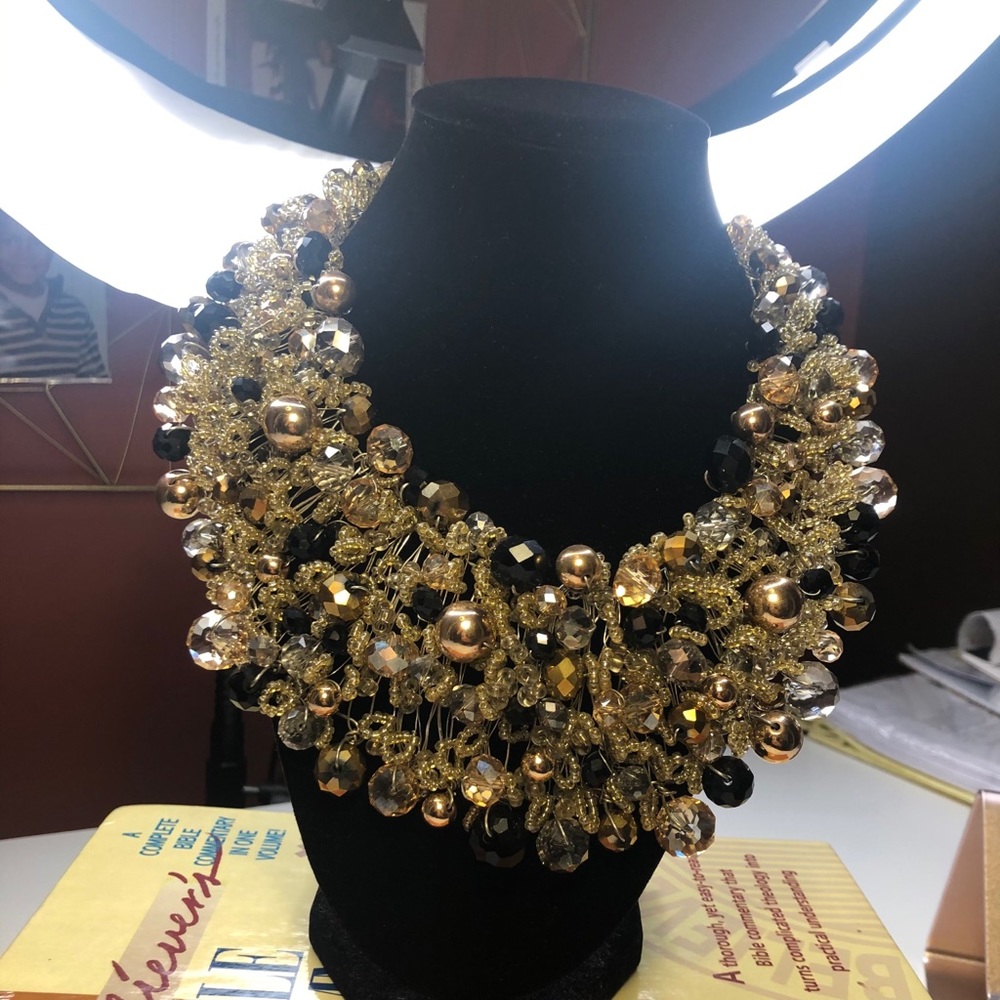 Aldo’s Arvan Gold & Black Necklace